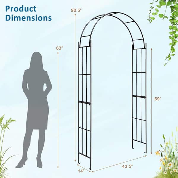 Costway 90.5 in. x 43.5 in. Metal Garden Arch Arbor Trellis Pergola Archway  for Climbing Plants Party A1Q21-10N81DK - The Home Depot