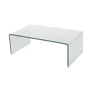 Pazel 39 in. Clear Rectangle Glass Top Coffee Table