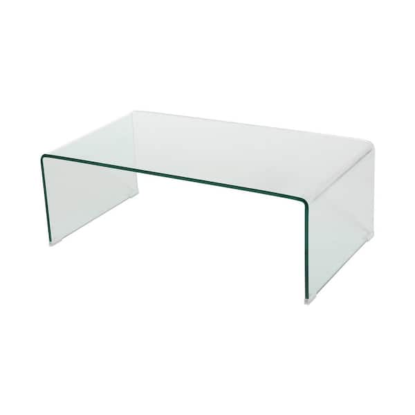 Noble House Pazel 39 in. Clear Rectangle Glass Top Coffee Table