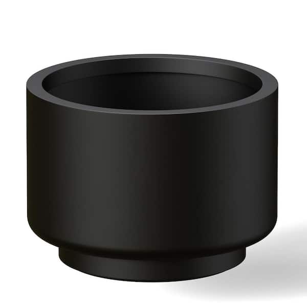 10 in. Small Charcoal Black Concrete Round Planter / Pot with Drainage Holes