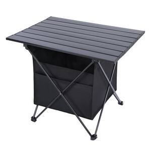 22in.Wx16in.L x16in.H Black Aluminum Alloy Picnic Table Camping Folding Table Bench 4 People High Capacity Carry Bag