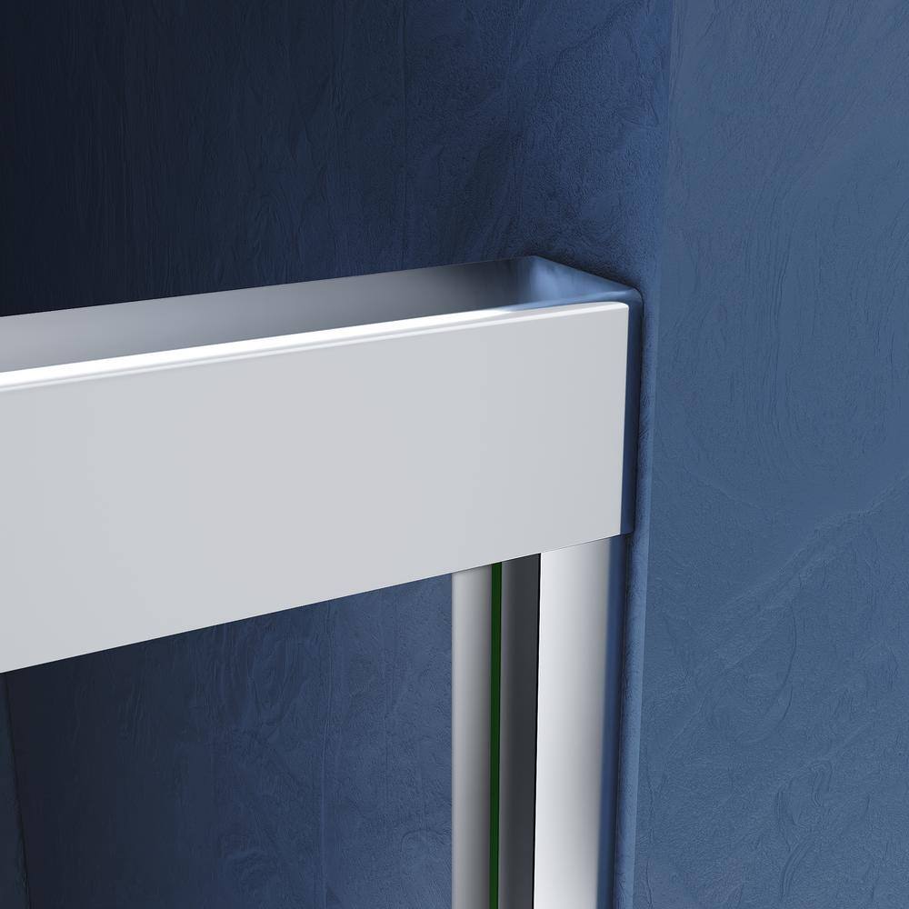 60" x 72" Semi Frameless Sliding Aluminum Shower Door with Clear Tempered Glass