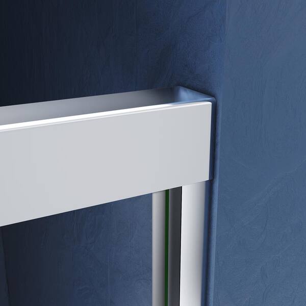 CASAINC 56-60 in. W x 72 in. H Sliding Adjustable Semi-Frameless Shower Door in Chrome with Thick Clear Tempered Glass