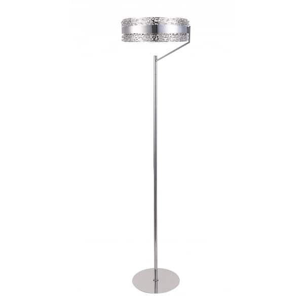 HomeRoots 55.5 in. Silver Pierced Bling Halo LED Standard Floor Lamp