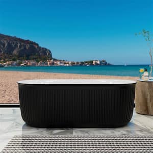 67 in. x 31 in. Acrylic Flatbottom Freestanding Soaking Bathtub Non-Whirlpool with Center Drain in Black