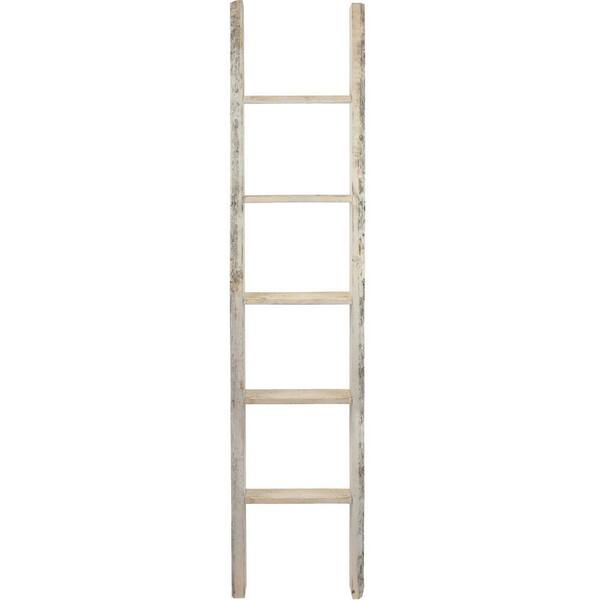 White Vintage Farmhouse 5 Rung Ladder, How To Make A Leaning Bookcase Wallpaper Engine