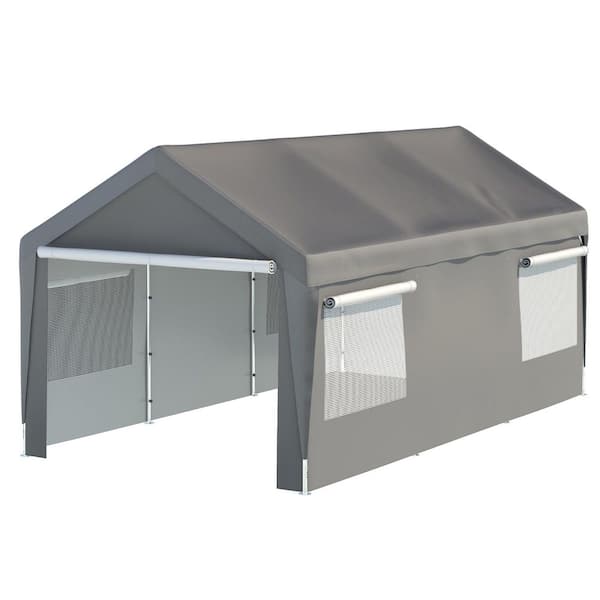 10 ft. W x 20 ft. D Carport Canopy Heavy Duty Boat Car Canopy Garage with Removable Sidewalls Roll-up Ventilated Windows
