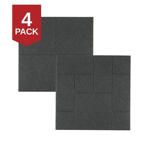 24 in. x 24 in. x 5/8 in. Dark Gray Dual-Sided Rubber Paver (4-Pack)