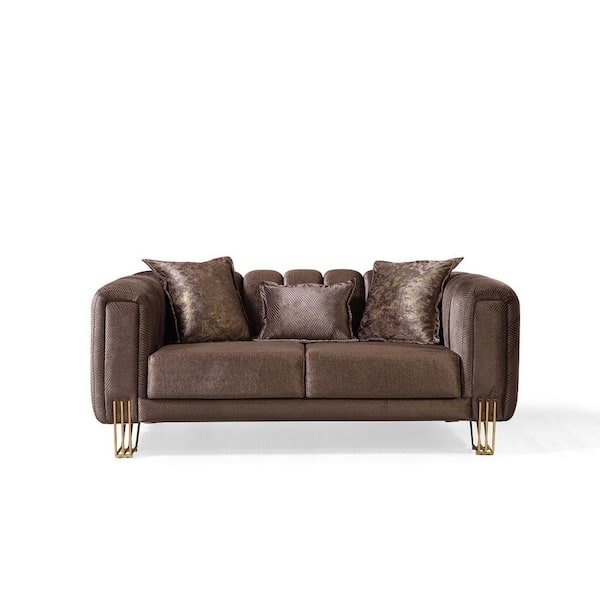 Ottomanson Dynasty Collection 70 in. Brown Microfiber 2-Seater Loveseat