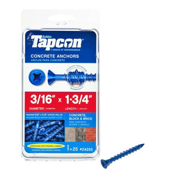 Tapcon 3/16 in. x 1-3/4 in. Phillips-Flat-Head Concrete Anchors (25-Pack)