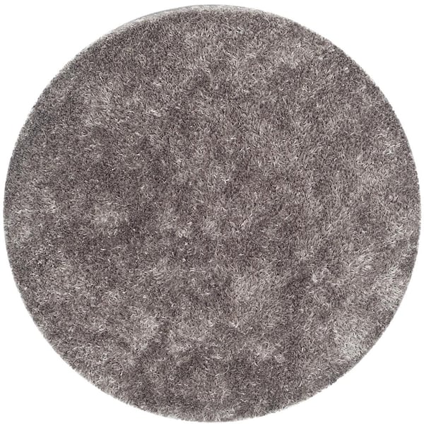 SAFAVIEH New Orleans Shag Gray 5 ft. x 5 ft. Round Solid Area Rug