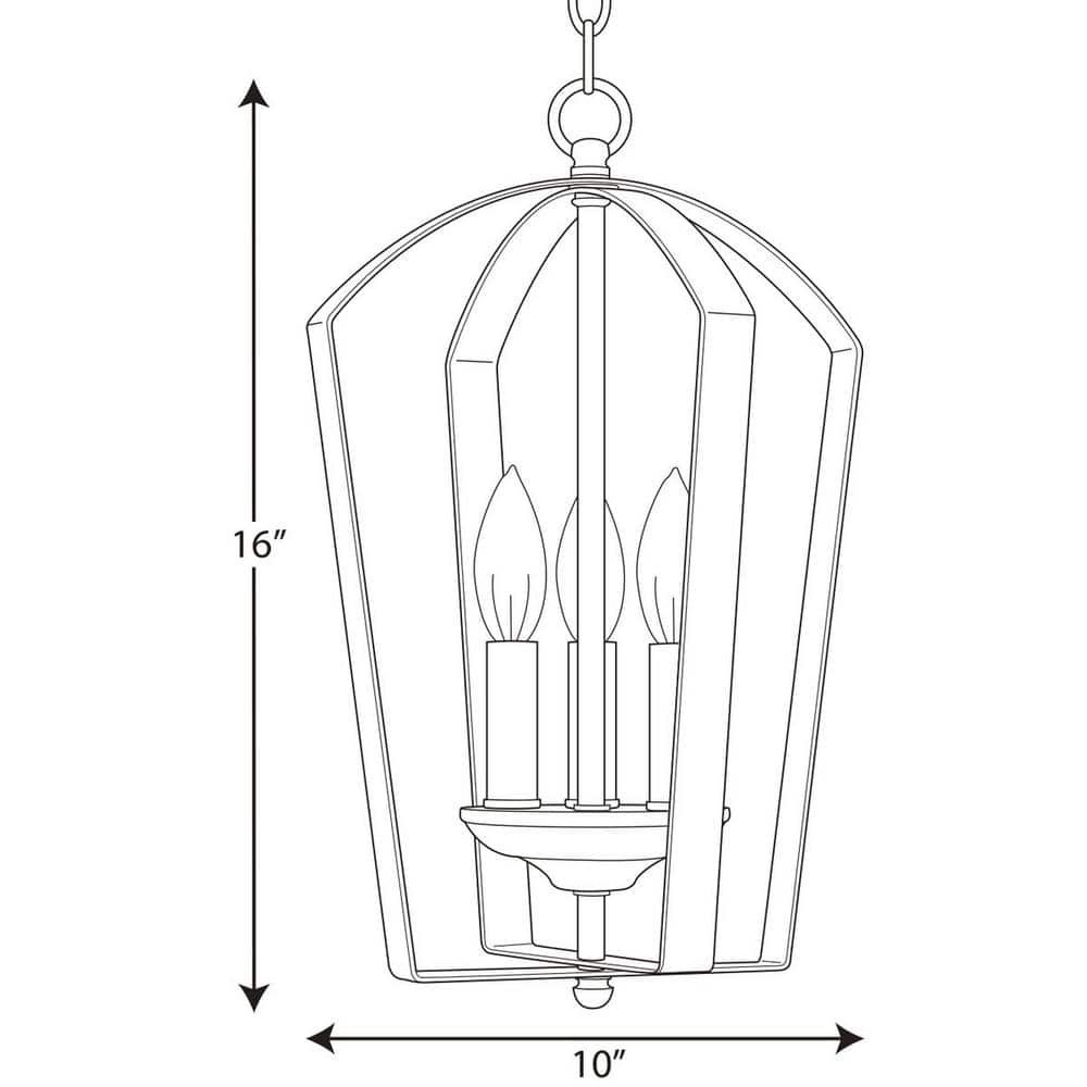Antique Bronze 3-Light Foyer Fixture with White Candle Sleeves