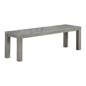 Gray Backless Bedroom Dining Bench with Distinctive Herringbone Inlay Design 60 in.