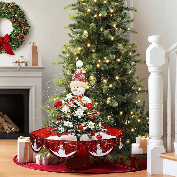 LuxenHome 31.49 in. H Animated Musical Snowing Christmas Tree and