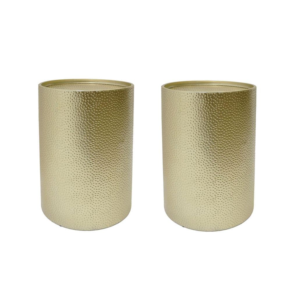 Brookhaven Gold Hammered Iron Accent Table (Set of 2) - thumbnail 2
