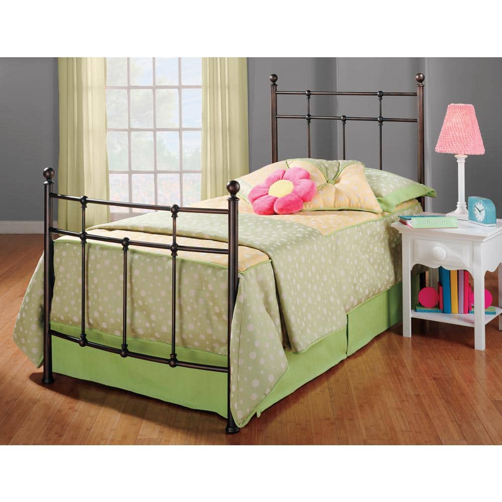 Antique Bronze Twin Metal Bed with Spindle Design