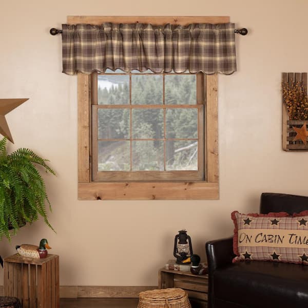 VHC BRANDS Dawson Star Scalloped 72 in. L x 16 in. L Cotton Valance in Woodland Brown Khaki
