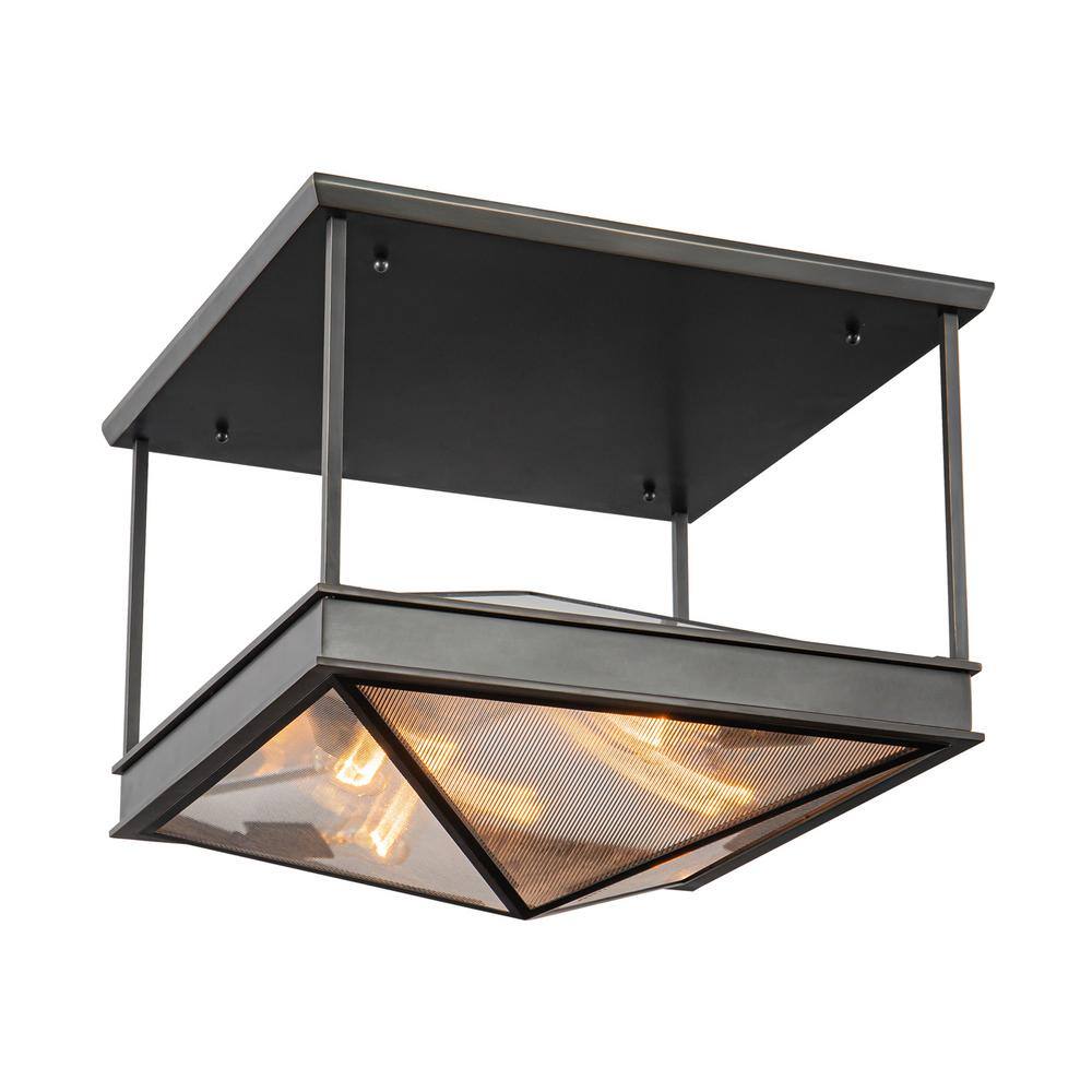 Cairo Urban Bronze Ribbed Glass Semi Flush Mount Light