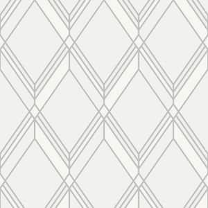 Metallic Silver Brooklyn Diamond Paper Unpasted Nonwoven Wallpaper Roll 60.75 sq. ft.