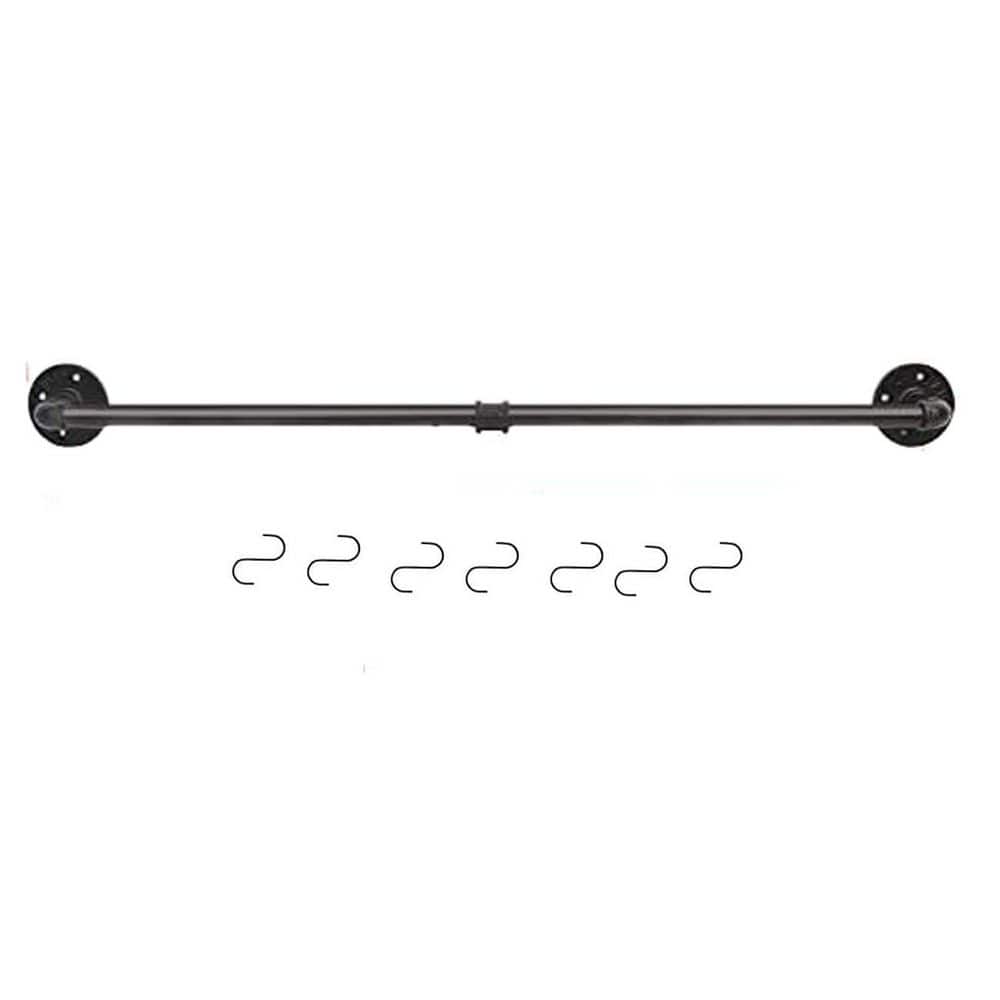 Black Wall Mounted Pipe Pot Bar Rack Organizer with 15 S Hooks Space Saving Detachable Kitchen Utensil Holder price history on PriceWatchPro