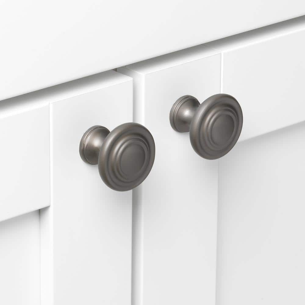 Graphite Gray Round Zinc Alloy Cabinet Knob with Satin Finish