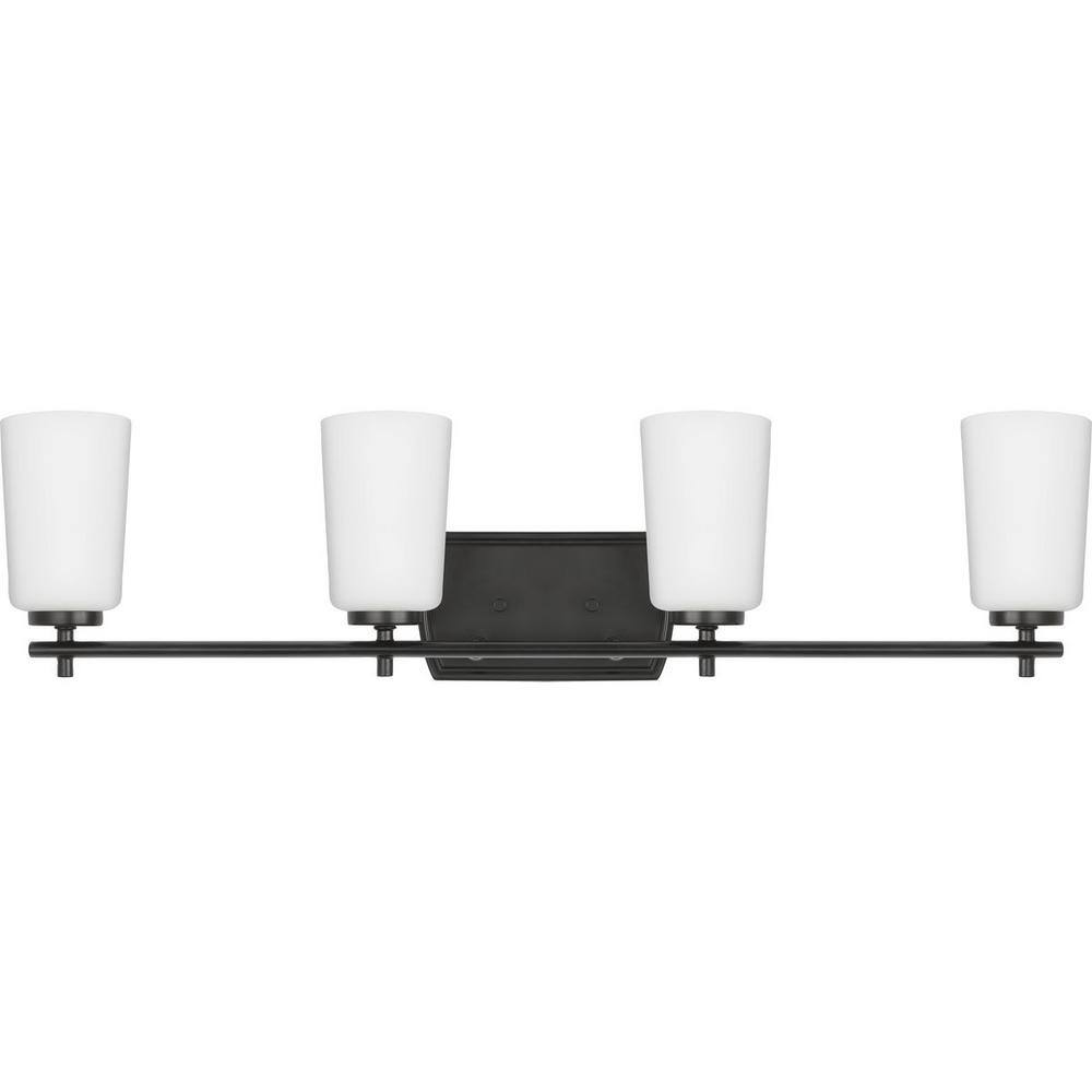 Adley Matte Black 4-Light Vanity Fixture with Opal Glass Shades