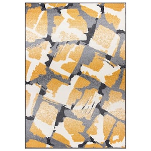 Contemporary Abstract Design Yellow 7 ft. 10 in. x 10 ft. Area Rug