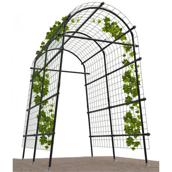 7 ft. Extra Tall Polyethylene-Coated Stainless Steel Garden Arch Trellis for Climbing Plants
