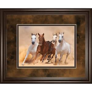 34 in. x 40 in. "HORSES IN DUST" BY LOYA_YA Framed Printed Wall Art