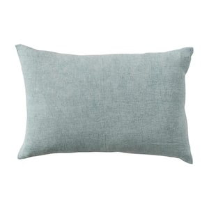 Mint Color Stonewashed Polyester Lumbar 24 in. x 16 in. Throw Pillow