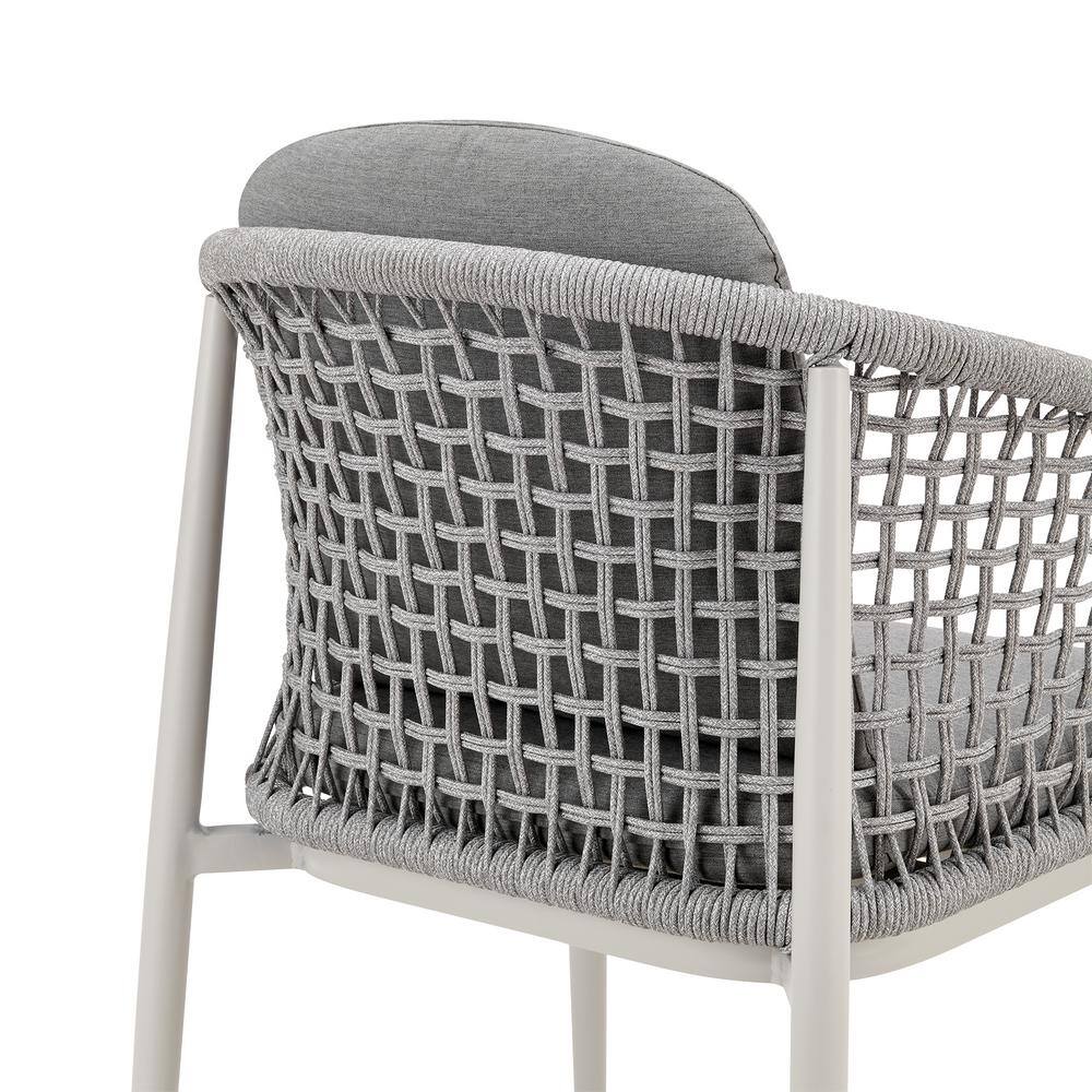 Rhodes Light Gray Aluminum Outdoor Dining Chair Set with Cushions