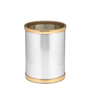 10 in. Round Brushed Chrome and Brass Mylar Trash Can