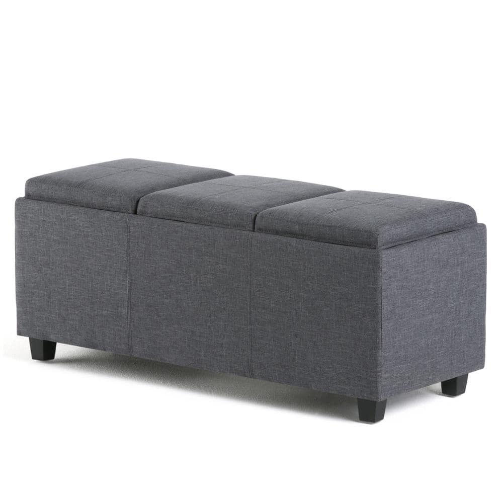 Avalon Slate Grey Extra Large Ottoman with Storage and Serving Trays