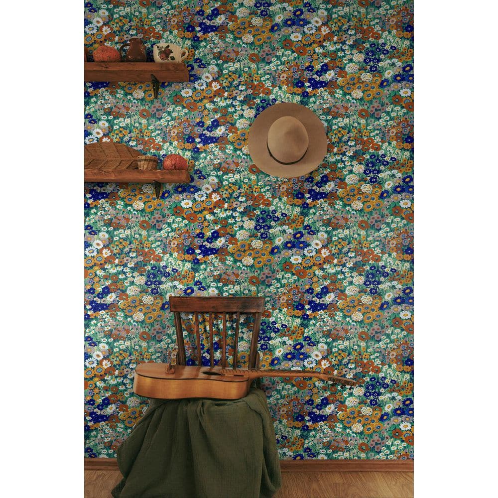 Summer Glades and Terra Cotta Floral Vinyl Peel and Stick Wallpaper
