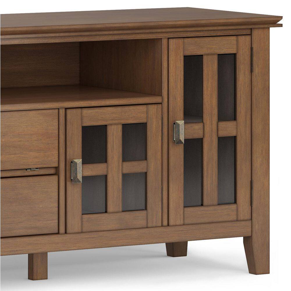 Rustic Natural Aged Brown 72" Solid Wood TV Media Stand with Cabinets
