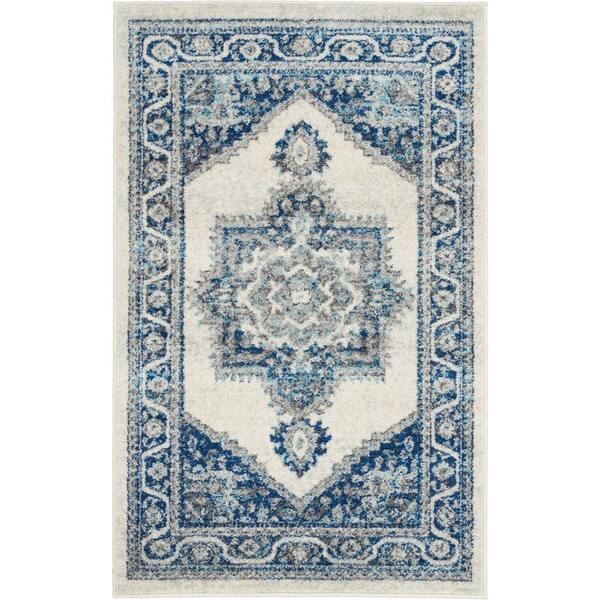 Nourison Persian Vintage Ivory/Blue 3 ft. x 5 ft. Persian Contemporary Area Rug
