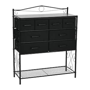 Victoria Black Oak Sideboard 40.5 in. Accent Cabinet with 8-Drawers and Shoe Storage