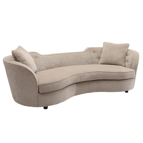 Armen Living Palisade Transitional Sand Fabric with Brown Legs Sofa