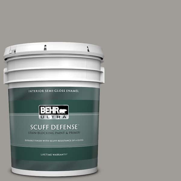 BEHR ULTRA 5 gal. #BNC-17 Casual Gray Extra Durable Semi-Gloss Enamel Interior Paint & Primer
