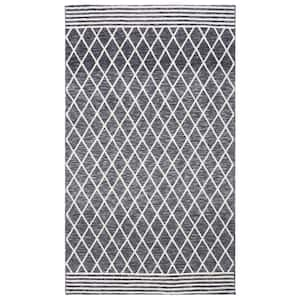 Easy Care Grey/Ivory 6 ft. x 9 ft. Machine Washable Striped Geometric Abstract Area Rug