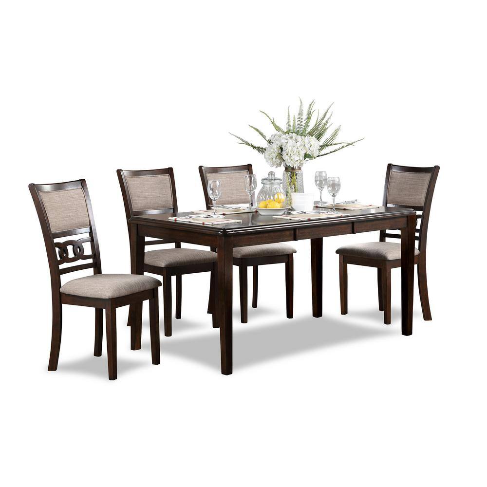 Gia 60" Brown Cherry Wood Dining Set with 4 Chairs