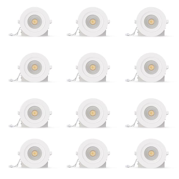 360° Gimbal 4 in. 5CCT Selectable White New Construction 12-Watt 1200LM Triac Dimmable LED Recessed (12-Pack)