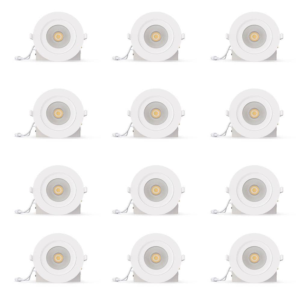 360° Gimbal 4 in. 5CCT Selectable White New Construction 12-Watt 1200LM Triac Dimmable LED Recessed (12-Pack) price history on PriceWatchPro