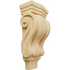 1-3/4 in. x 3 in. x 6 in. Unfinished Wood Alder Extra Small Traditional Pilaster Corbel