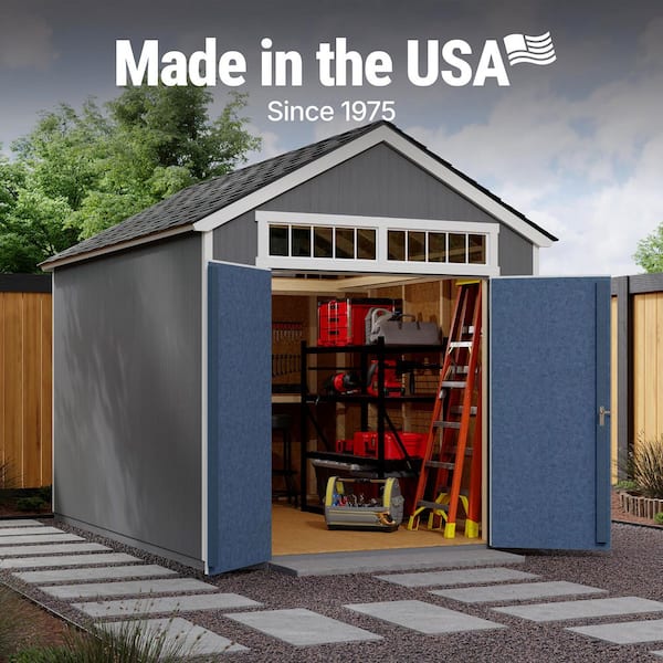 Professionally Assembled Majestic Deluxe 8 ft. x 12 ft. Wood Garden Shed Storage with Autumn Brown Shingles (96 sq. ft.)