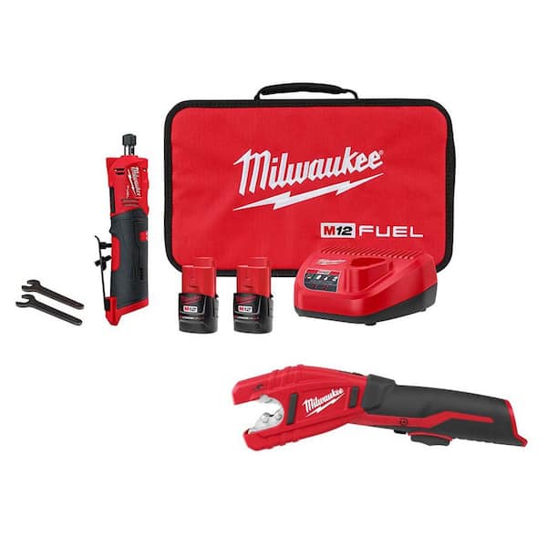 M12 FUEL 12V Lithium-Ion Brushless Cordless 1/4 in. Straight Die Grinder Kit with Copper Tubing Cutter