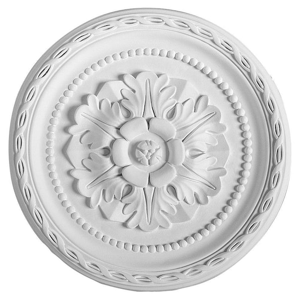 American Pro Decor European Collection 11-1/4 in. x 1-3/8 in. French Twist Floral and Dots Polyurethane Ceiling Medallion