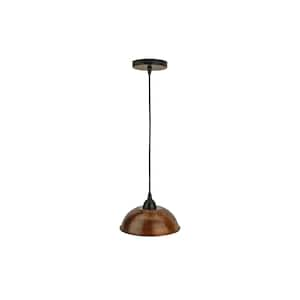 1-Light Hammered Copper Ceiling Mount Dome Pendant in Oil Rubbed Bronze