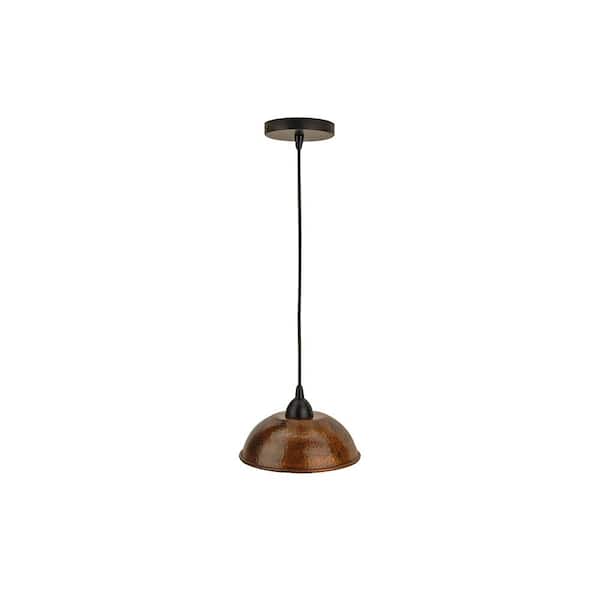 Premier Copper Products 1-Light Hammered Copper Ceiling Mount Dome Pendant in Oil Rubbed Bronze