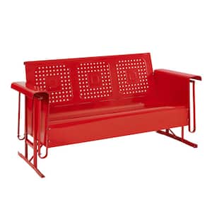 Bates 3-Person Red Metal Outdoor Glider